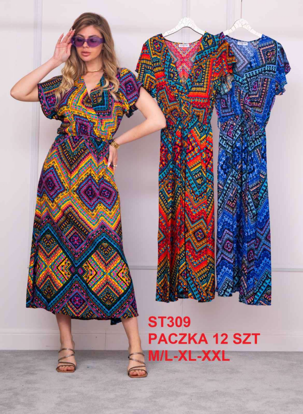 Sukienki damskie Roz M-2XL, Mix Kolor .Paczka 12 szt 1